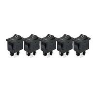 Interrupteur à bascule LED en plastique KCD1-104, 6 A, 250 V CA, 4 broches, marche/arrêt, DPST, 12 V, 220 V, rouge, noir, 15 x 21 mm, 5/10 pièces(5pcs Black,ON-OFF_12V-24V)