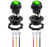 Interrupteur À Bascule Led Vert Étanche Avec Coque Ronde 3broches 12dc-20a/24vdc-10a Pour Interrupteur À Bascule De Camion De Voiture Automobile Allumé/Éteint-2pack[Car8300121]