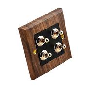 Interrupteur à bascule levier, interrupteur en laiton, panneau d'interrupteur bois massif, chinois antique de type 86 rétro(4gang)