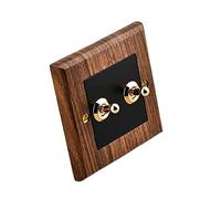 Interrupteur à bascule levier, interrupteur en laiton, panneau d'interrupteur bois massif, chinois antique de type 86 rétro(2gang)