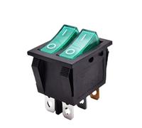 Interrupteur à bascule lumineux en plastique KCD6, double bouton poussoir, 6 broches, 12 V, 220 V, marche/arrêt, verrouillage, 16 A, 250 V(Green,220V)