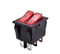 Interrupteur à bascule lumineux en plastique KCD6, double bouton poussoir, 6 broches, 12 V, 220 V, marche/arrêt, verrouillage, 16 A, 250 V(Red,12V)