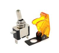 Interrupteur à bascule marche/arrêt éclairé par LED, avec capuchon de protection, for voiture et bateau, 12V, 20a, 2 broches(Yellow)