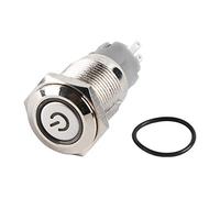 Interrupteur à Bascule Métal 16mm 12V LED, Bouton Poussoir Verrouillable, 1NO 1NC - Durable, Facile à Installer, Usage Industriel et Automobile
