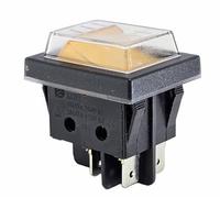 Interrupteur à Bascule Micro On Off avec Couvercle Étanche 2 Broches (4 Broches) 16 A 250 V AC 30 x 22 mm Bascule Jaune Éclairé