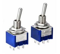 Interrupteur à bascule miniature bipolaire, jet ON-ON 120VAC 6A, montage 1/4 pouces, 202, 5 pièces