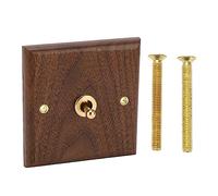 Interrupteur à Bascule Mural en Noyer Noir - 250V - Plaque de Recouvrement Électrique Style Vintage - Fait Main en Bois Massif & Laiton - Pour Chambre, Cuisine, Salon