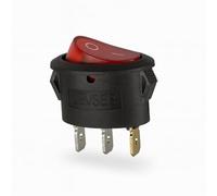 Interrupteur à bascule ON/OFF 3 broches ovale avec LED rouge - 6 A 250 V ~ - Interrupteur à bascule à clipser noir/rouge - Connecteurs de 4,8 mm - Pour électronique, industrie et bricolage