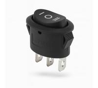 Interrupteur à bascule ON/OFF/ON 3 broches ovale noir - 6 A 250 V ~, encliquetable, ouverture de montage 23 x 13 mm, 3 broches, pour électronique, automobile, industrie et bricolage