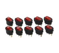 Interrupteur à bascule ovale 2D3P-RED-LED KCD1, 10 A, 6 A, 250 V, 10 A, 125 V, marche/arrêt, 10 pièces