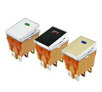 Interrupteur à bascule personnalisé robuste 16 A 250 V CA for voiture, bateau, étanche IP67, marche/arrêt, DPST, 4 broches, 12 V, 24 V, 220 V, LED, 5 pièces(Silver Surface,BLUE_ON-OFF(4P)