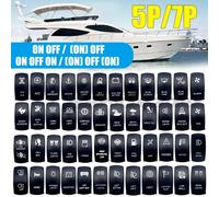 Interrupteur à bascule pour bateau marin 12V 24V, 5 broches SPST/7 broches DPDT, interrupteur marche-arrêt 12V/20A 24V/10A avec lumière LED pour voiture camion Marine ROCK LIGHTS