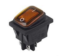 Interrupteur à bascule rectangulaire DPST 20 A avec protection IP67 pour systèmes de convoyeur et machines d'emballage (jaune)