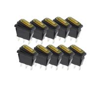 Interrupteur à bascule rectangulaire long 2D3P-JAUNE 220 V (ON-OFF) KCD3 34 x 17,5 mm LED 20 A On/Off 10 pièces