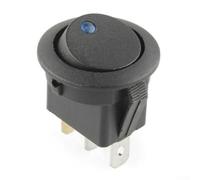 Interrupteur à bascule rond 20 A 12 V CC avec indicateur lumineux LED Spst On/Off pour voiture, bateau, équipement électrique marin, format compact à 3 broches, 2,4 cm (bleu)