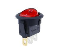 Interrupteur à bascule rond à 3 broches, 20 mm, KCD1, 12 V, 220 V, for éclairage de voiture, bouton marche/arrêt(Red,220 V)