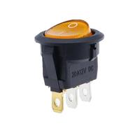 Interrupteur à bascule rond à 3 broches, 20 mm, KCD1, 12 V, 220 V, for éclairage de voiture, bouton marche/arrêt(Yellow,12 V)