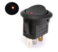 Interrupteur à bascule rond à 3 broches pour voiture, bateau, lumière LED 12 V, 4 couleurs, bleu, jaune, rouge, vert, interrupteur électronique (rouge)