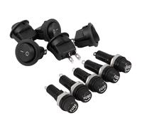 Interrupteur À Bascule Rond Spst, Bouton Marche/Arrêt, Noir, 5 Pièces, Ac 125v 15a, Porte-Fusible Monté Sur Panneau Noir