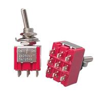 Interrupteur à bascule rouge 402, 2 positions, 4 pôles, AC 250 V/2 A, 120 V/5 A, 10 pièces(MTS 303)