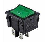 Interrupteur à bascule vert 4 broches 6 A 250 VAC - Dimensions du cadre : environ 21 x 24 mm - Lumineux