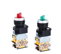 Interrupteur à bouton 1PC Interrupteur à 2 vitesses avec sélecteur LED lumineux LA38-11XD2 à deux vitesses et trois vitesses(Green,OPEN AND CLOSE_380V)