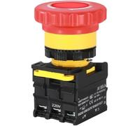 Interrupteur à bouton champignon d'arrêt d'urgence de 22mm avec lumière, interrupteur de démarrage électrique à commande d'alimentation NC 220V 10A, 1 pièce(1NC-220 V Stop with light)