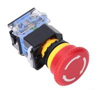 Interrupteur à bouton d'arrêt 22 mm, tête champignon, type loquet avec contacts DPST, 1 normalement ouvert et 1 normalement fermé, évalué pour une utilisation électrique 660 V 10 A