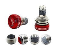 Interrupteur à bouton d'arrêt d'urgence, 16mm, momentané en métal, étanche, rouge, 19mm, 22mm, 1NO1NC, antidérapant, interrupteur avec lumière(16MM,RED GREEN LED_1NO1NC_220V)