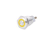 Interrupteur à bouton en métal 12 mm 16 22 LED 220 V petit marche/arrêt 19 auto-récupération Verrouillage automatique Étanche IP65(Yellow-F,22MM_LATCHING_220V)
