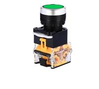 Interrupteur à bouton Interrupteur à bouton-poussoir de réinitialisation autobloquant rond 1NO/1NC instantané avec indicateur LED lumineux Auto-récupération(LA38-11D Green,100PCS,Self-locking)