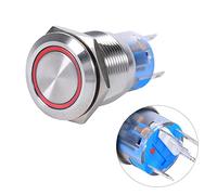 Interrupteur à Bouton LED, 19 Mm 12 V LED étanche en Acier Inoxydable, Interrupteur à Bouton-poussoir à Verrouillage, Facile à Utiliser et Durable, Interrupteur à Bouton LED (rouge)
