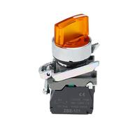 Interrupteur à bouton lumineux XB4 2 vitesses 3 vitesses Normalement ouvert Normalement fermé Interrupteur à bouton mécanique Support de lampe LED autobloquant(Yellow,12V_1NO1NC_2 GEAR)