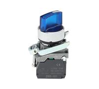 Interrupteur à bouton lumineux XB4 2 vitesses 3 vitesses Normalement ouvert Normalement fermé Interrupteur à bouton mécanique Support de lampe LED autobloquant(Blue,12V_1NO1NC_2 GEAR)