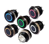 Interrupteur À Bouton Métallique Noir Ultra-mince De 12 Mm, IP65, LED 3 V-24 V, 50 MA, Sans Anneau De Verrouillage, For Remplacement De Tableau De Bord D'ordinateur(Green,SHORT BLACK SHELL_12-24V)