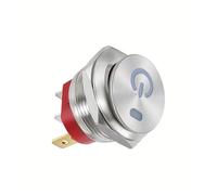Interrupteur à bouton métallique rond autobloquant 2 vitesses 3 broches 22 mm 15 A avec lampe auto-réparable, style 1, gris 220 V