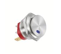 Interrupteur à bouton métallique rond autobloquant, 2 vitesses, 3 broches, 22 mm, 15 A, bleu, 220 V, avec lampe, auto-réparation, style 2