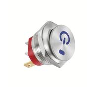 Interrupteur à bouton métallique rond autobloquant, bleu, 3-6 V, 2 vitesses, 3 broches, 22 mm, 15 A, avec lampe, auto-réparation, style 1