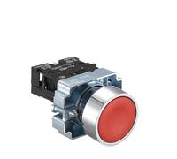 Interrupteur à bouton métallique série XB2, réinitialisation automatique, petite tête de champignon, siège central, arrêt d'urgence, bouton de 22mm, démarrage par pouce, mise sous tension(XB2-10BN-W)