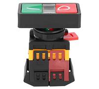 Interrupteur à Bouton momentané Double Poussoir AS-22/25N, 220 VAC avec Lumière LED NoNC on Off, Rouge et Vert Configurable, Deux Circuits de Commutation - Normalement +