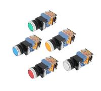 Interrupteur à bouton plat LA38-11D/LA38-DZS, 22mm, auto-réinitialisation/autobloquant, avec lumière, commande DC12V 24V AC220V 380V, 1 pièce(Red,AC 380V_SELF-RESETTING)