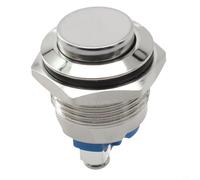 Interrupteur à bouton-poussoir, 12 V 16 mm, en métal, momentané, sans contact, étanche, tête plate pour équipement industriel, auto-réinitialisation (tête plate)