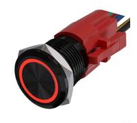Interrupteur à bouton-poussoir 12 V 22 mm avec LED 12 V 22 mm (rouge) | Toucher lisse, alliage d'aluminium, durable, installation de 22 mm, montage facile
