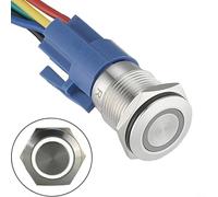 Interrupteur à bouton-poussoir 16 mm en acier inoxydable 12 V DC à verrouillage LED Indicateur d'étanchéité IP65 Autobloquant (Blanc)