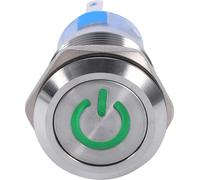 Interrupteur à bouton poussoir 19 mm - 12V LED étanche, inoxydable, autobloquant, vert, interrupteur secteur à verrouillage