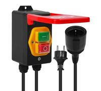 Interrupteur à bouton-poussoir 220 V 16 A, interrupteur marche/arrêt monophasé, interrupteur de sécurité 16 A avec prise, interrupteur de secours, interrupteur d'arrêt, prise EU