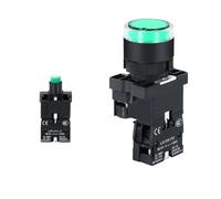 Interrupteur à bouton-poussoir 22mm, réinitialisation momentanée ON OFF 12V/220V/48V/24V, noir NC, pas de bouton d'alimentation for panneau électrique industriel(EW3361 GREEN 1NO,110 V)