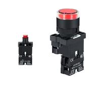 Interrupteur à bouton-poussoir 22mm, réinitialisation momentanée ON OFF 12V/220V/48V/24V, noir NC, pas de bouton d'alimentation for panneau électrique industriel(EW3462 RED 1NC,12 V)