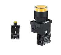 Interrupteur à bouton-poussoir 22mm, réinitialisation momentanée ON OFF 12V/220V/48V/24V, noir NC, pas de bouton d'alimentation for panneau électrique industriel(EW3561 YELLOW 1NO,110 V)