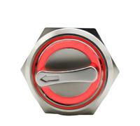 Interrupteur à bouton-poussoir à 3 positions 22 mm DPDT, sélecteur métallique éclairé, interrupteur rotatif avec LED, étanche 5 V, rouge, vert, blanc(Red,MOMENTARY_3_12-24V)